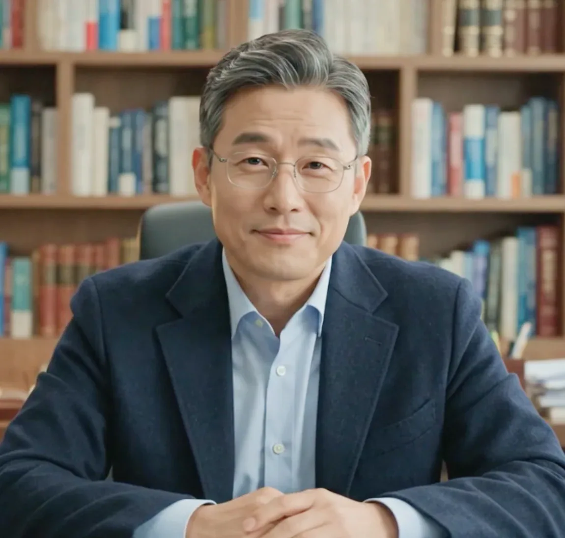 사무실에서 미소 짓고 있는 사람
